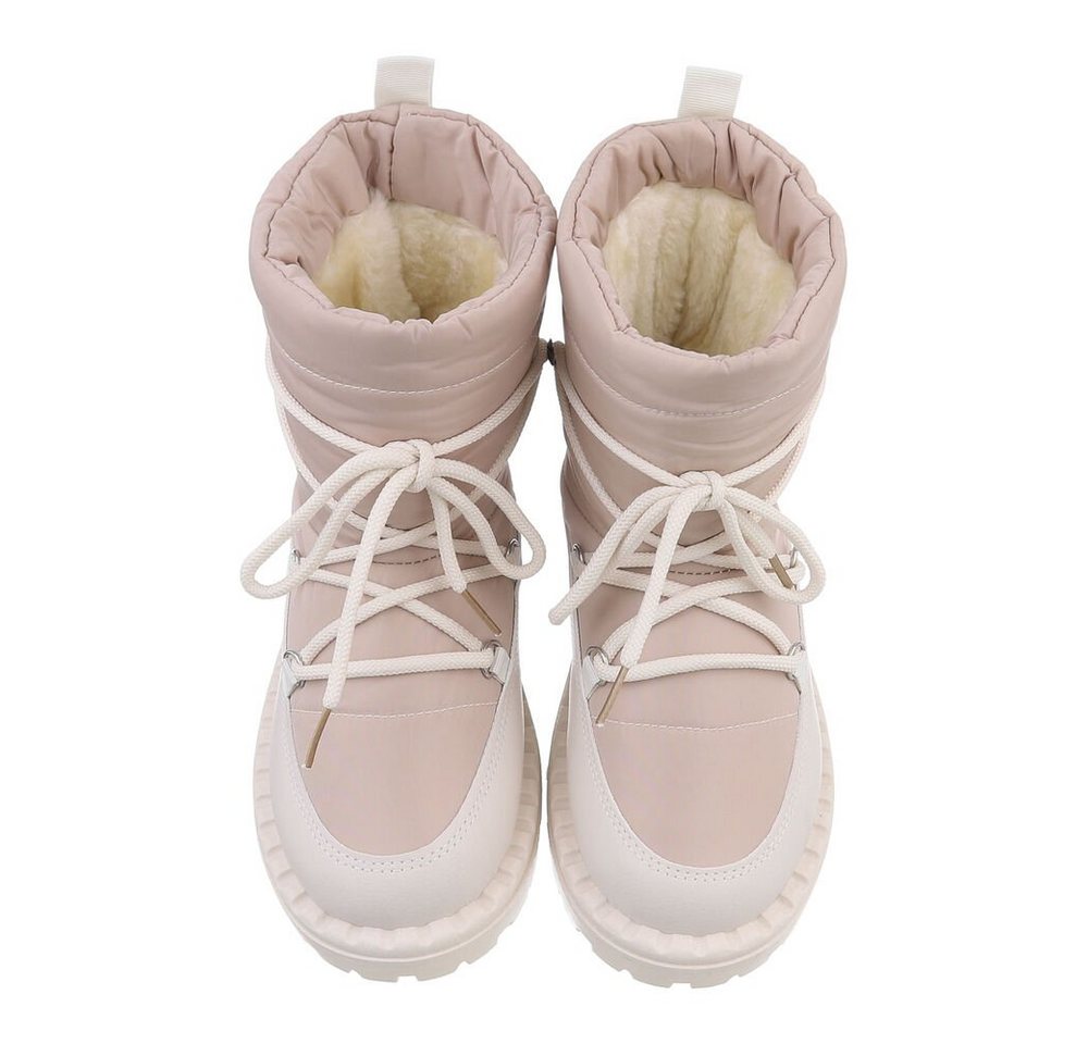 Ital-Design Damen Snowboots Freizeit Snowboots Flach Schnürstiefeletten in Beige Bild 4
