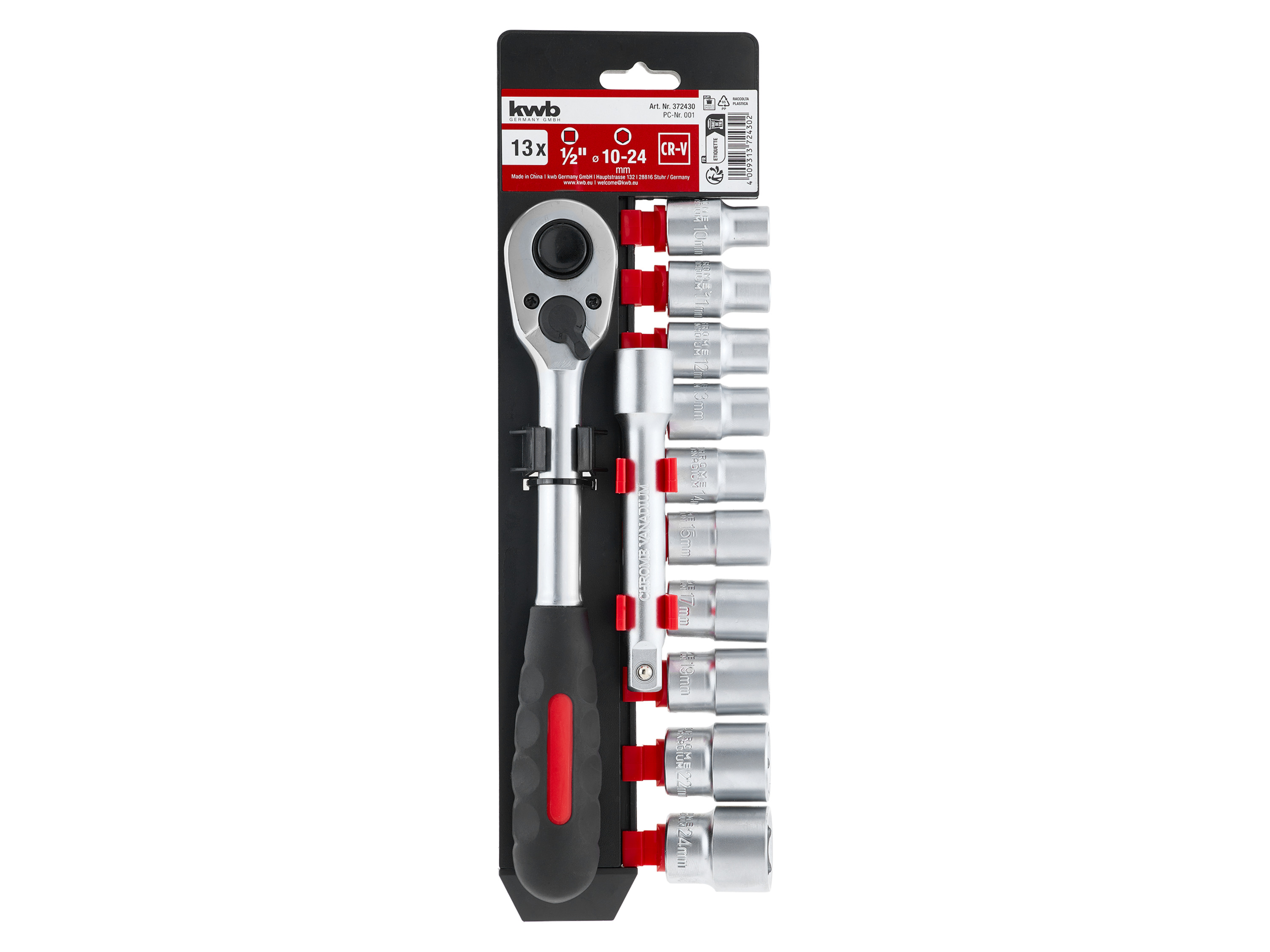 kwb DIY Knarren und Stecknuss Set, 13-teilig
