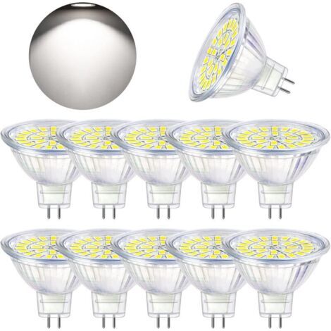 Qorva – Gu5.3 Led-lampe, Kaltweiß 6000k, Mr16 Led 12v 5w (entspricht 50w Halogen), Nicht Dimmbare Led-spotlampen, 10er-packung