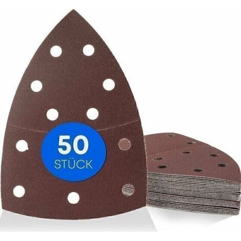 Qorva – Packung Mit 50 Schleifdreiecken (11-loch, 105 X 152 Mm, Körnung 120) Für Multischleifer/schleifblätter/dreieckige Schleifpads/schleifpapier