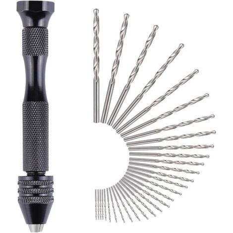 Qorva 31-teiliges Handbohrer-set Mit Spiralbohrern, Mini-präzisions-handbohrmaschine, Aluminium-schnellspannbohrfutter, 30 Spiralbohrer 0,3–3,0 Mm Für Heimwerkerarbeiten, Inklusive Tasche – Rapanda