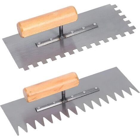 Qorva Fliesenkamm, 2-teilig, Glättkelle Mit Quadratischen Und Spitzen Zähnen, Edelstahl-glättkelle Mit Ergonomischem Griff, Zum Glätten Großer Flächen