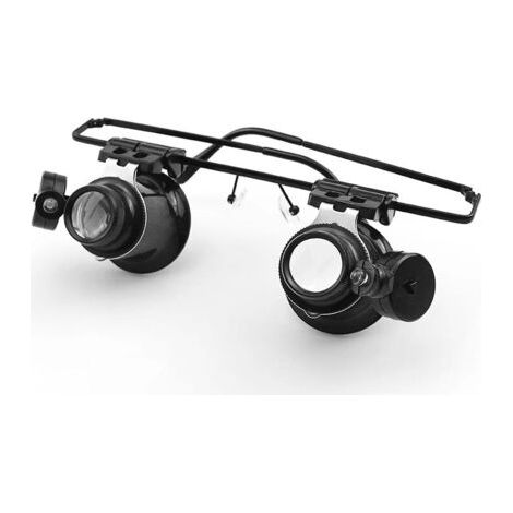 Qorva-loupes Led-kopflupe, Freisprech-led-brille Mit Stirnband, 20-fache Vergrößerung, Uhrmacherlupe, Reparaturlupe Für Uhren, Doppelaugenlupe Für Schmuck, Lupe Für Abgenutzten Schmuck, Werkzeug Zur U