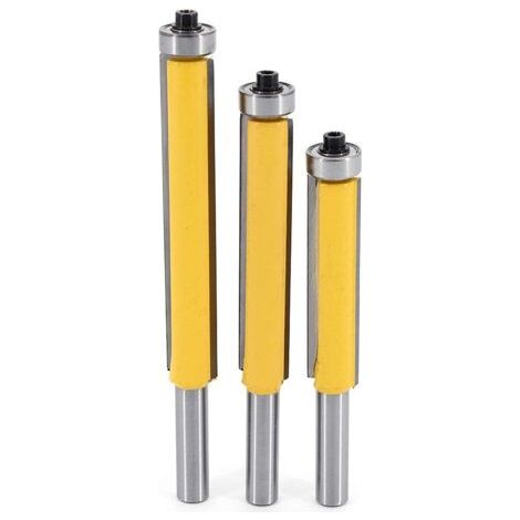 Qorva 3-teiliges 8-mm-kopierfräser-set – Top-lagerung – Extra Lange Ausführung – Für Hartholz – Professionelle Fräswerkzeuge