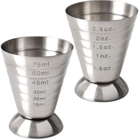 Rhg Cocktail-jigger Aus Edelstahl, 75 Ml (2,5 Oz, 5 Esslöffel), 2er-pack