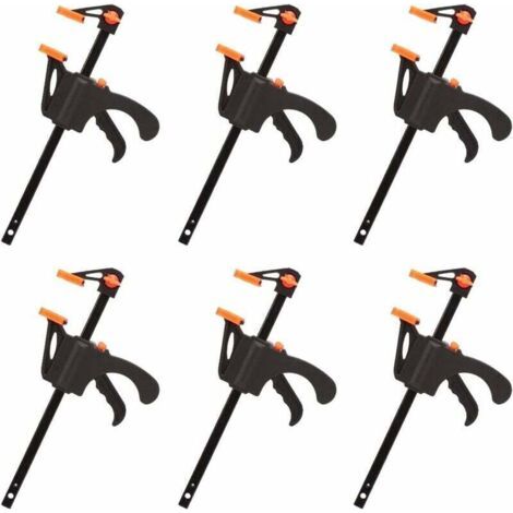 Qorva – 6er-set F-zwingen – Schnelles Spannen Bis 10 Cm – Robuste Konstruktion Mit Rutschfester Unterlage – Holzbearbeitungswerkzeug – 4 Zoll