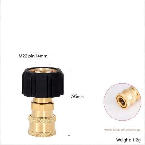 Qorva Hochdruckreiniger-adapter M22 Innengewinde Auf 1/4", 14 Mm Innendurchmesser, Messing-schnellkupplung, Schnellanschluss-schlauchanschluss Für Hochdruckreinigerpistole