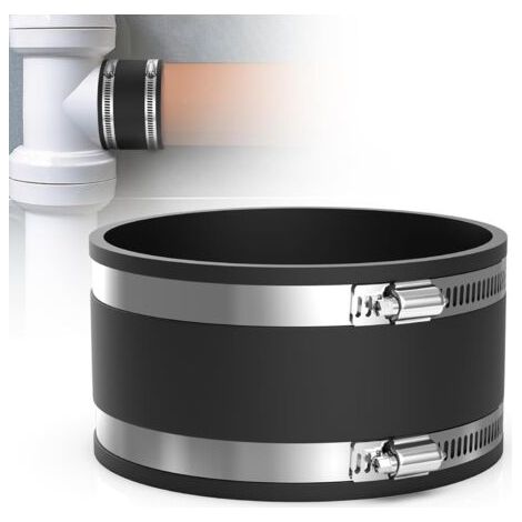 Qorva 125-mm-gummischlauchhülse, Flexibler Gummiverbinder Mit Edelstahlklemmen Für Pvc-rohre, Lüftungsrohre, Staubabscheider, Kohlefilter
