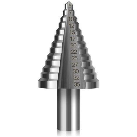 Qorva Metallbohrer, Stufenbohrer, Doppelschlitz-kegelbohrer (5–35 Mm), Ideal Zum Bohren In Stahl, Holz, Messing, Aluminium Und Pvc