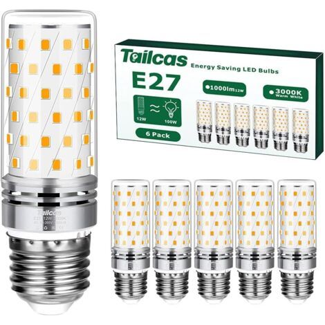 Rhg 6er-pack E27 Led-lampen, 12 W, 1000 Lm, 360° Abstrahlwinkel, Entspricht Einer 100-w-e27-halogenlampe, 230 V Wechselstrom, Warmweißes Licht (2700 K) Für Innenbeleuchtung, Nicht Dimmbar.