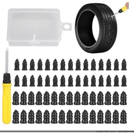 Qorva-packung Mit 60 Reifenreparaturstopfen, Autoreifen-reparaturset, Autoreifennägel, Vakuum-gummireifennägel Mit Kreuzschlitzschraubendreher, Für Motorrad, Lkw, Fahrrad (30s+30l)