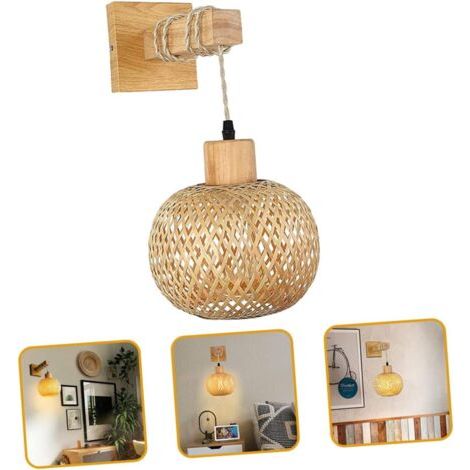 Rhg Vintage-wandleuchten Aus Japanischem Stil, Nachttischlampe Aus Gewebtem Bambus, Wandleuchten Aus Rattan Für Esszimmer, Schlafzimmer, Landhausstil, Rustikale Einrichtung, Wandleuchte