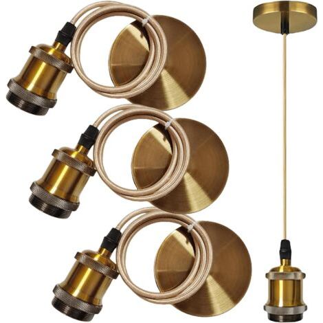 Rhg Set Mit 3 Vintage-pendelleuchten, E27-fassungen Mit 100 Cm Kabel, Lampenfassung Für Beleuchtung