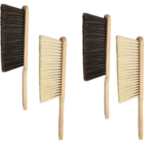 Qorva – 4er-set Holzbesen – Synthetikborsten – Holzstiel – Weicher Besen Mit Aufhängeöse Im Stiel – 2 Graue + 2 Gelbe