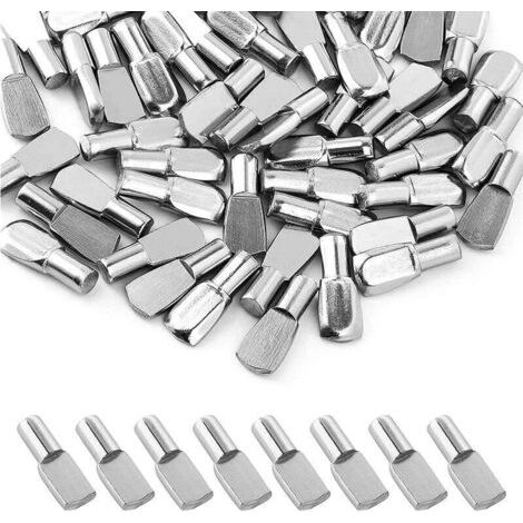 Qorva - Packung Mit 100 Regalstützstiften Für Möbel, Vernickelte Metallstifte Und Dübel,