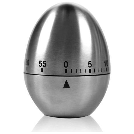 Qorva Mechanischer Küchentimer Aus Edelstahl In Eiform – Bis Zu 60 Minuten Zum Eierkochen Und Mehr – Backofenfunktion, Zähneputzen, Kurzzeitalarm