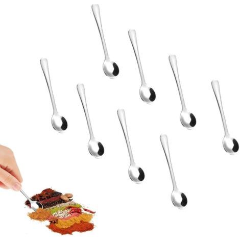 Qorva 8-teiliges Set Kleiner Edelstahllöffel, Mini-espressolöffel, 7,5 Cm, Niedliche Kleine Edelstahllöffel Für Gewürze, Salz, Honig, Teelöffel, Kleine Löffel