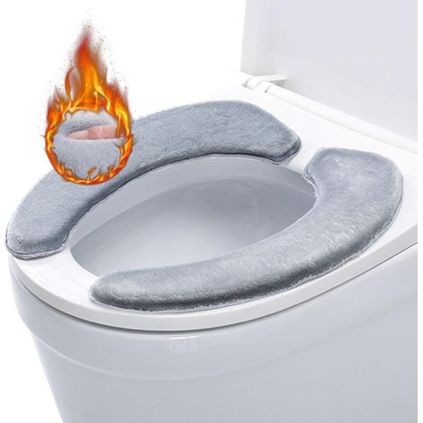 Qorva Toilettensitzbezug, Dickes Wc-kissen Fürs Badezimmer, Dickes, Warmes, Selbstklebendes Kissen, Wc-kissen Aus Samt, Für Familienreisen, Senioren Und Schwangere