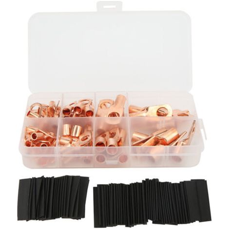 Qorva – 140-teiliges Set Kabelschuhe Mit Schrumpfschlauch, Verdickte Kupfer-anschlussklemmen Mit Geschlossenem Design Und Schrumpfschlauch, Dubuns