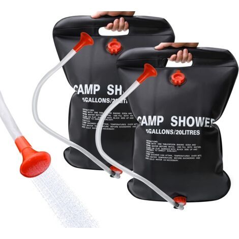 Qorva Solardusche, 2er-pack, 20-liter-campingdusche Mit Abnehmbarem Schlauch Und Ein-/ausschalter Am Duschkopf Für Camping, Strand, Schwimmen Und Reisen Im Freien