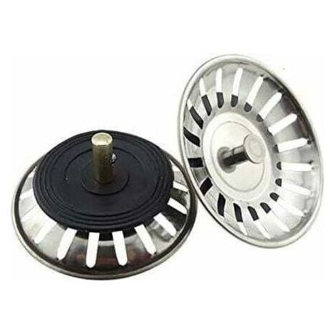 Qorva - 2 Stück Universal 8 Cm Korb-ablaufstopfen Edelstahl Küchenspülen-sieb Doppelschicht-spülbeckenstöpsel Für Küche Und Bad
