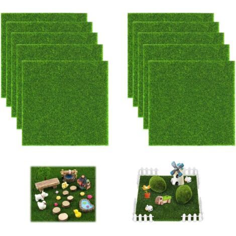 Qorva – 10 Stück Kunstrasen 15 X 15 Cm, Künstlicher Rasen Für Den Außenbereich, Miniatur-grasmatte, Für Garten, Balkon, Terrasse Und Landschaftsgestaltung