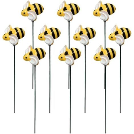 Qorva 10 Stück Bienen-gartenstecker, Dekorative Gartendekoration, Frühlings-/sommer-gartenstecker Aus Kunstharz Mit Hummelmotiv, Blumenstecker Für Vorgarten, Gehweg/terrasse