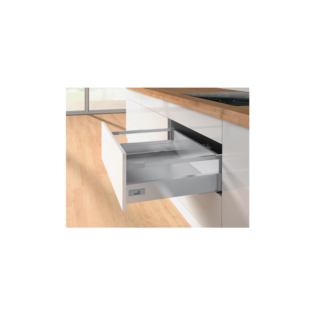Hettich Set Frontauszug Mit Reling Innotech Atira, 350 / 144 Mm, Silber, 9196200