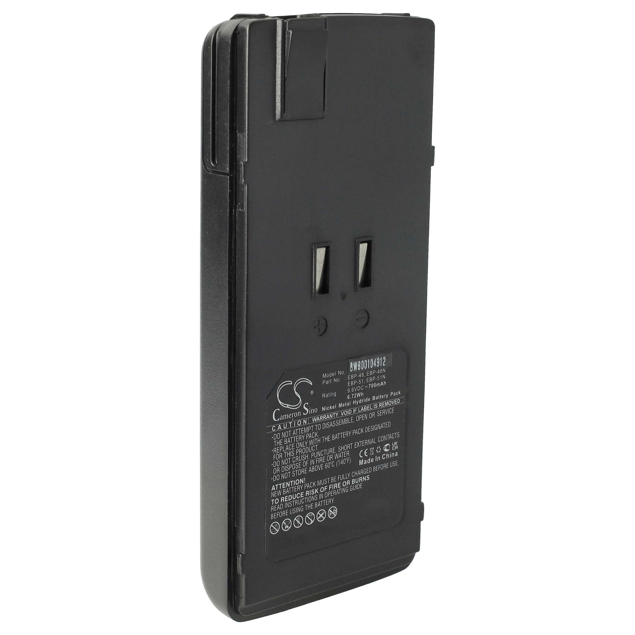 1x Akku Kompatibel Mit Alinco Dj-196t, Dj-196, Dj-195t, Dj-195, Dj-438, Dj-296t, Dj-296, Dj-193 Funkgerät, Walkie Talkie (700 Mah, 9,6 V, Nimh) - Vhbw