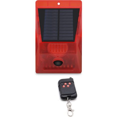 Qorva Solar-außenalarmanlage Mit Bewegungsmelder, Ip65 Wasserdicht, 129 Db Laute Sirene, 4 Betriebsmodi, Blitzlicht Mit Fernbedienung