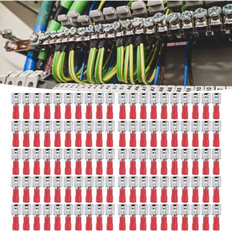 Qorva – 100 Stück Isolierte Kupfer-pvc-gabelverbinder-crimpklemmen Für Haushaltselektrik 22–16 Awg Fdd 1,25–250, Dubuns