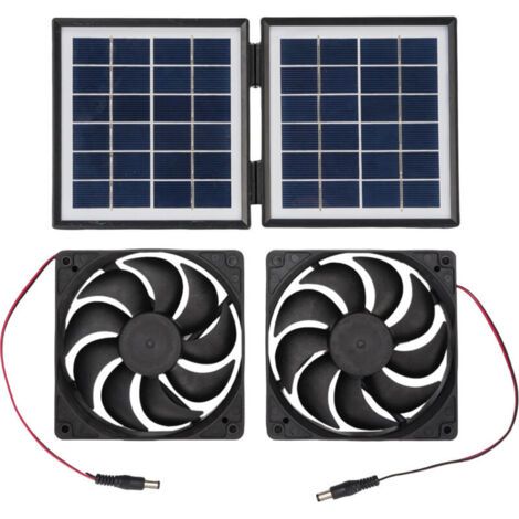 Rhg Wasserdichter Solar-abluftventilator 2 X 5w Mit Faltbarem 10w Solarpanel Für Wohnwagen, Tierzwinger, Hauswirtschaftsraum, Außenbereich (schwarz)