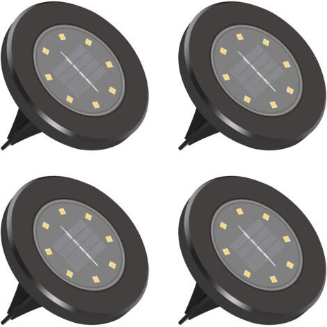 Qorva Solar-außenleuchten, 8 Leds, 4er-pack, Ip65 Wasserdicht, Dekorative Rasenleuchte, Solar-strahler Mit Bewegungsmelder Für Garten, Hof, Außenbereich, Einfahrt, Haus, Rund