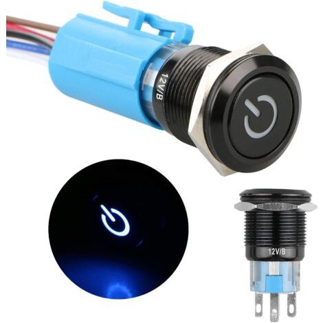 Qorva-dc 12v Metall-drucktaster Mit Verriegelung, 4-poliger Spdt-ein/aus-schalter Für Auto, Lkw, Wohnmobil, Boot, Wasserdichter Runder Marine-schalter Mit Led-leuchte