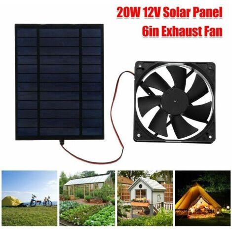 Qorva - 20w 6-zoll Solarbetriebener Mini-ventilator Diy Wiederaufladbarer Tragbarer Solarpanel-abluftventilator.