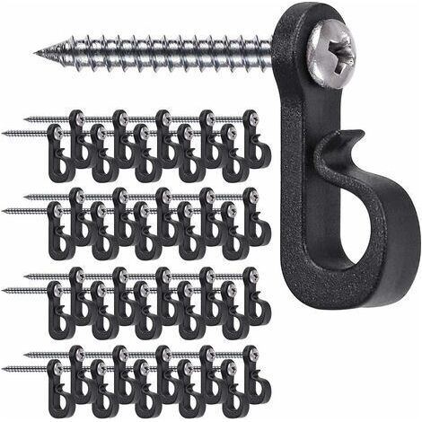 Qorva - 40er-pack Weihnachtslichter-aufhängehaken Mit Kreuzschlitzschrauben Für Garage, Silvester, Gartenpartys, Leicht Zu Entformende Kabel Und Lichterketten, Breite Schrauben