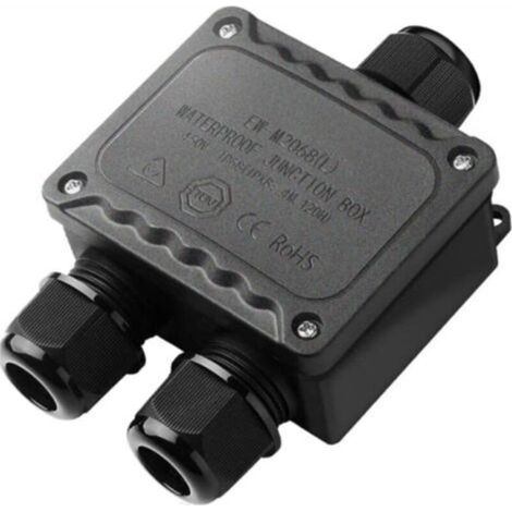 Qorva Ip68 3-wege-wasserdichte Außenanschlussdose Für Kleine Elektrische Gehäuse, Schwarz, Ø 9 Mm – Ø 12 Mm Durchmesser, Für Außenbeleuchtung, Garten Und Schwimmbad