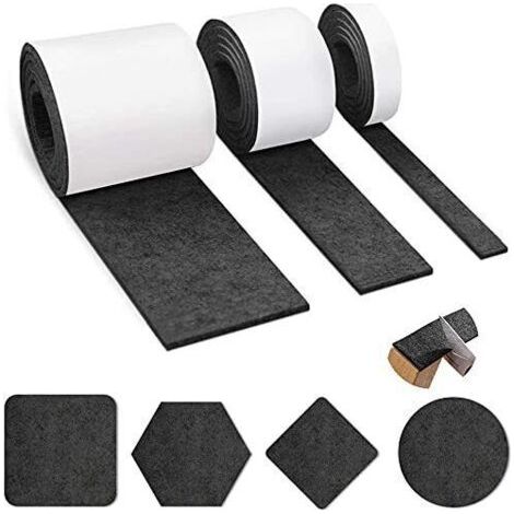 Qorva-3 Rollen Selbstklebende Filzgleiter (100 Cm X 10 Cm, 100 Cm X 5 Cm, 100 Cm X 2 Cm), Filzgleiter Für Möbel, Selbstklebender Schutzstreifen Für Möbel, Selbstklebend, Aufkleber
