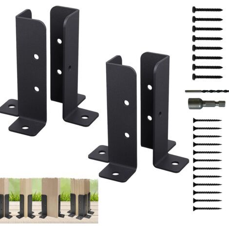 Qorva-4-teiliges Zaunpfosten-set, Schraubpfostenhalterungen, Bodenhülsen, Verstellbare Terrassenpfostenfüße, Holzpfostenhalterungen Für Pergolen