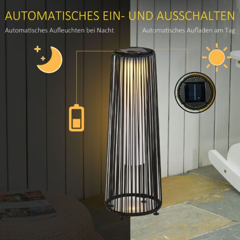Rhg Solar-gartenleuchte Mit Automatischem Lichtsensor, Ip44 Wasserdicht Und Led, Schwarz, 21,5 X 21,5 X 61 Cm, Autonome Außenbeleuchtung Für Terrasse Und Garten, Einfache Installation