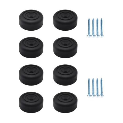 Qorva Schwarze Möbelfüße, 8 Stück, Runde Möbelfüße Ø 33 X H 13 Mm, Kunststoff-schrankfüße, Möbelfüße Für Sofas, Stühle, Mit 8 Schrauben