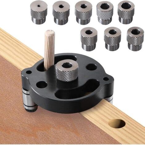 Qorva Vertikalbohrlehren-set Für Zentrierbohrungen, Bohrpositionierer Mit 9 Bohrbuchsen (2–10 Mm), Vertikalbohrpositionierer, Holzbearbeitungswerkzeug, Holzbohrführung