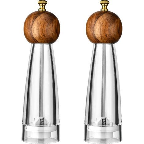 Pfeffermühlen Und Klassische Salzmühle, 2er-set, 20 Cm (8 Zoll), Manuelle Mühle Aus Massivholz Mit Rotor, Pfeffermühle Und Salzmühle Mit Verstellbarem, Grobem Keramikmahlwerk