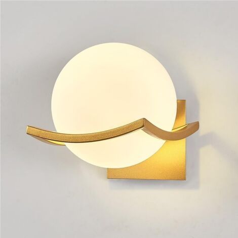 Rhg Wandleuchte In Gold Mit Glaskugel – E27, Leuchtmittel Nicht Enthalten – Für Babyzimmer, Kinderzimmer, Badezimmer, Nachttisch