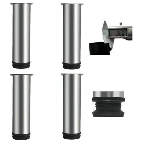 Qorva-4 Stück Möbelfüße, Verstellbare Möbelfüße Aus Edelstahl, Für Badezimmer, Büro Und Küche, Höhenverstellbar 0-15 Mm (silber, 12 Cm)