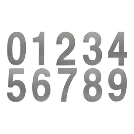 Qorva Moderne, Gebürstete Außenhausnummer, 75 Mm Edelstahl, Selbstklebende Türnummer, Hausnummernschild Und Briefkastennummer, Silber (0-9)