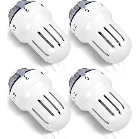 Rhg Thermostatventil Für Heizkörper: 4-teiliger Thermostatkopf, Heizkörperthermostat, Thermostat M30 X 1,5, Weiß