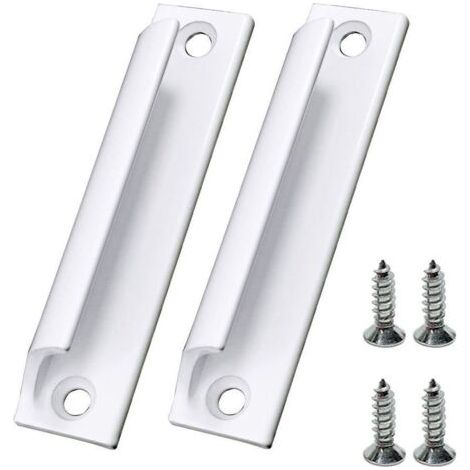 Qorva - 2 Stück Weiße Schiebetürgriffe Aus Aluminiumlegierung, Möbelgriffe, Fenstergriffe Mit Schrauben