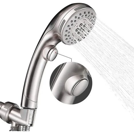 Duschkopf – Handbrause – Gebürstetes Nickel – 6 Strahlarten – Wassersparend