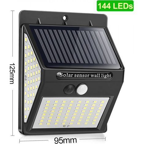 Solarleuchte Für Den Außenbereich, Dreiseitige, Bewegungsaktivierte Solarleuchte, Außenbeleuchtung, Präsenzmelder – 144 Leds